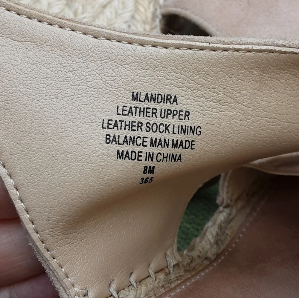 Marc Fisher Landria Leather Suede Espadrille Wedge Sandal.